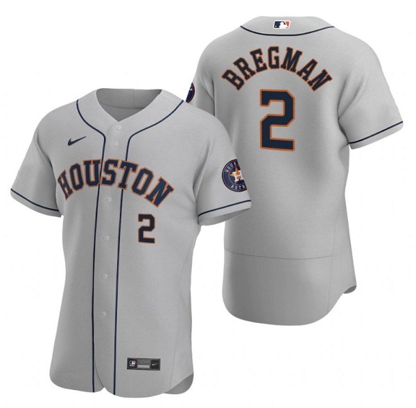 Men's Houston Astros #2 Alex Bregman Gray Flex Base Stitched Jersey